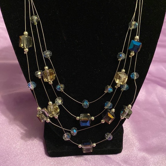 4 strand Multi-Type Beaded Necklace, wired bead strands, Fancy & Sparkly - Picture 1 of 3